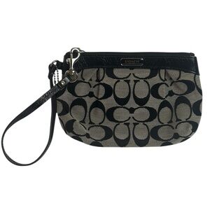 Coach‎ Signature Black & Gray Wristlet Pouch
